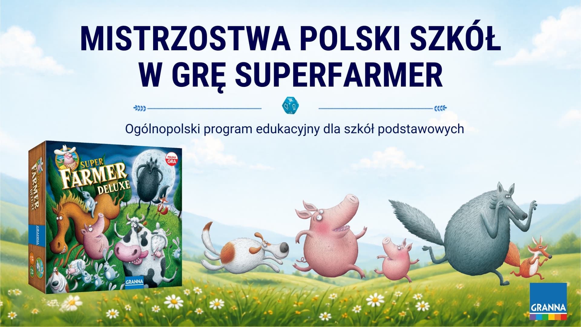 Plakat Mistrzostw Polski Szkół w grę Superfarmer
